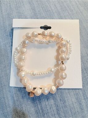 LC Lauren Conrad Pearl Multi-Strand Bracelet - Cream and Gold Accents